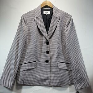 Houndstooth Womens Blazer Size 18 Le Suit Tailored Jacket Black White VTG NWT